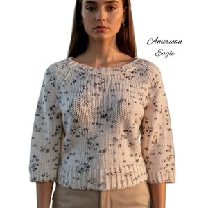 American Eagle Y2K Sweater Top Cotton Women's Small Chunky Knit Cottagecore Soft